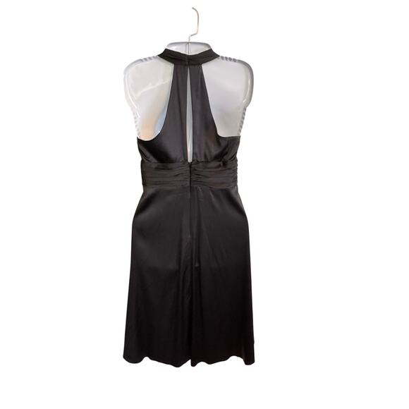 Trina Turk Silk Plunge Halter Neck Black Satin Cocktail Dress Small - Picture 5 of 10
